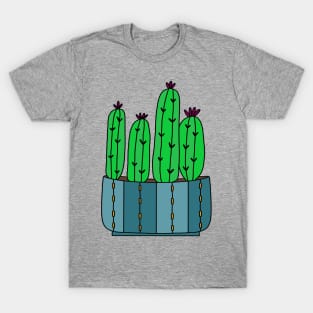 Cute Cactus Design #118: Cacti Group With Magenta Flowers T-Shirt